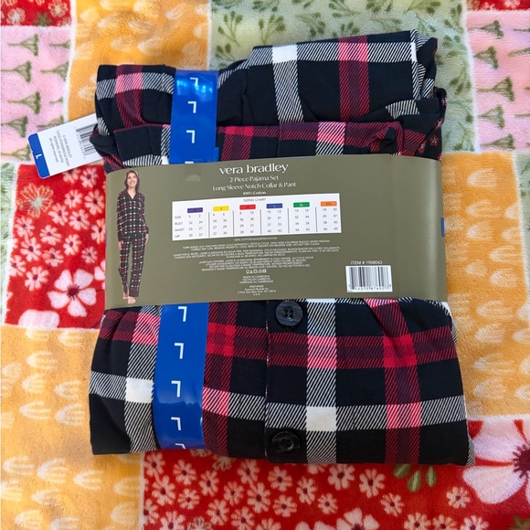 ❤️Vera Bradley Red and Black Plaid Women’s Pajama Set .100%Cotton ,Size L NWT - Picture 2 of 9